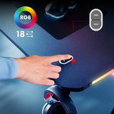 NanoRS gaming bureau, zwart, met koptelefoon- en bekerhouder, RGB-achtergrondverlichting, max. 75kg, afmetingen 1200x600x750mm, RS102