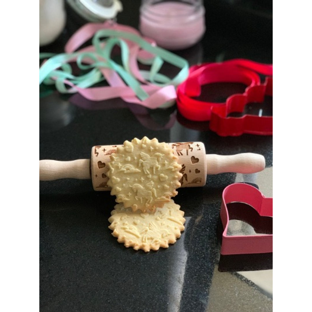 Goody Woody gegraveerde taartroller, 23,5 cm, beukenhout, eenhoornontwerp
