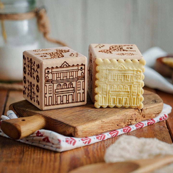 Goody Woody gegraveerd taartblokje, 6 cm, beukenhout, 6 designs, Scandinavische stijl