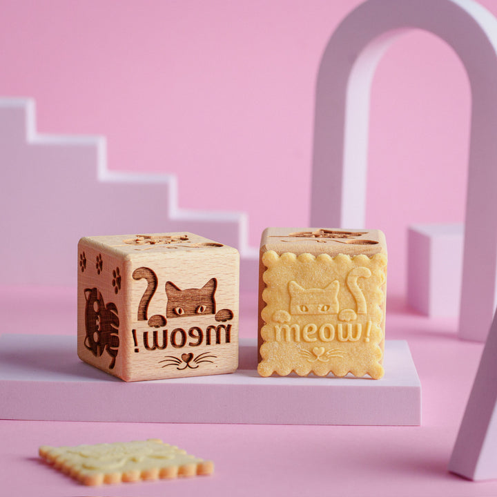 Goody Woody gegraveerd taartblokje, 6 cm, beukenhout, 6 designs, katten