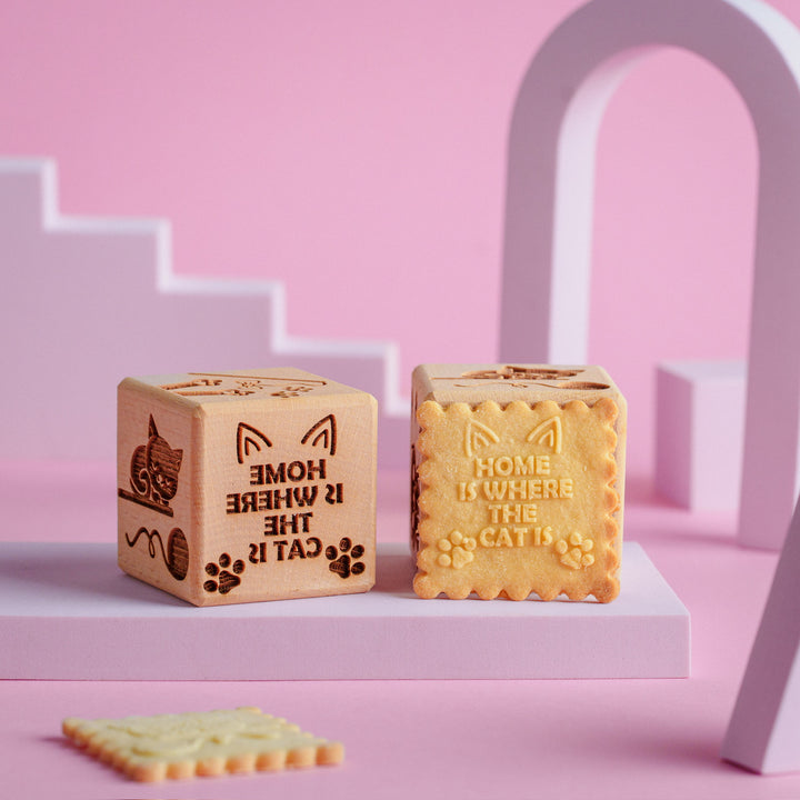 Goody Woody gegraveerd taartblokje, 6 cm, beukenhout, 6 designs, katten
