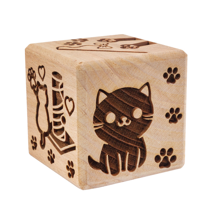 Goody Woody gegraveerd taartblokje, 6 cm, beukenhout, 6 designs, katten