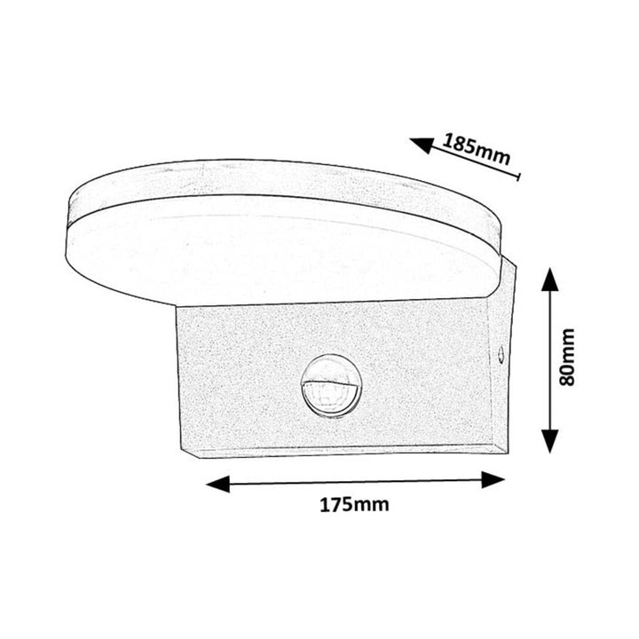 Rabalux buitenwandlamp, bewegingssensor, 9W, zwart, Batida