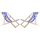2 comfortabele houten ligstoelen, blauw gestreept, ideaal voor het strand, balkon, terras, gemonteerd