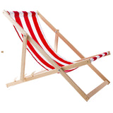 2 comfortabele houten ligstoelen, rode strepen, ideaal voor het strand, balkon, terras, gemonteerd