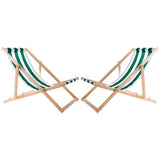 Set van twee ligstoelen, groen gestreept, Woodok, gemonteerd