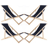 Set van vier ligstoelen, donkerblauw, Woodok, gemonteerd
