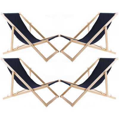 Set van vier ligstoelen, donkerblauw, Woodok, gemonteerd