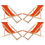 Set van vier ligstoelen, oranje, Woodok, gemonteerd