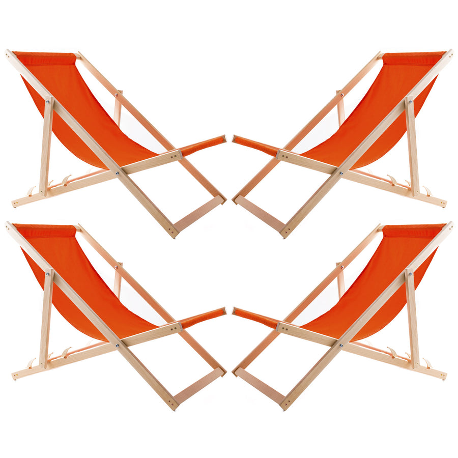 Set van vier ligstoelen, oranje, Woodok, gemonteerd