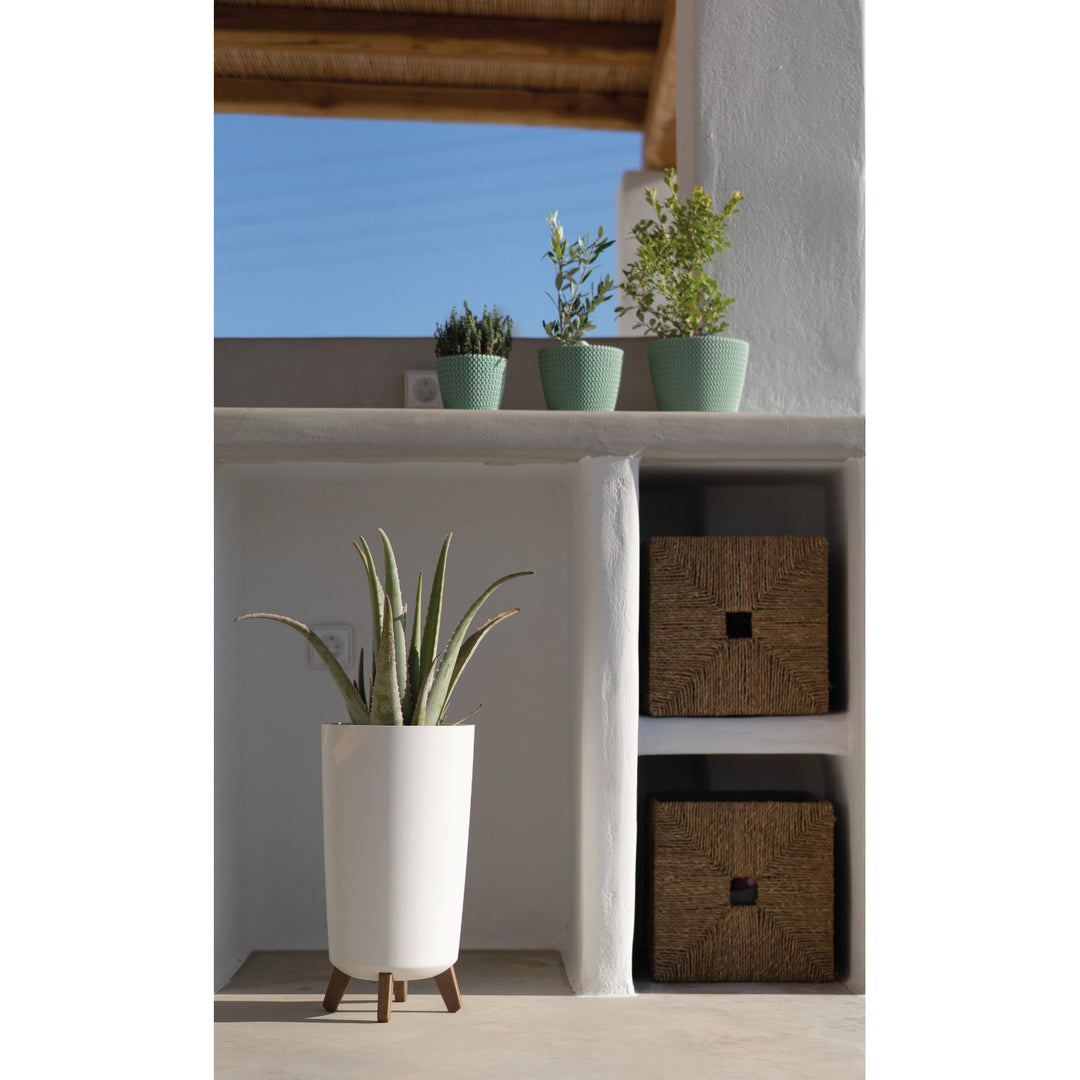 Prosperplast bloempot, diameter 195mm, hoogte 365mm, op pootjes, wit, Gracia Tubus Slim