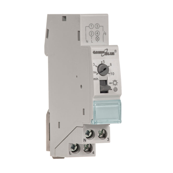GreenBlue automatische trappenhuisverlichting voor DIN-railmontage, 30s-10m regeling, max 2300 W, GB114, 3 eenheden