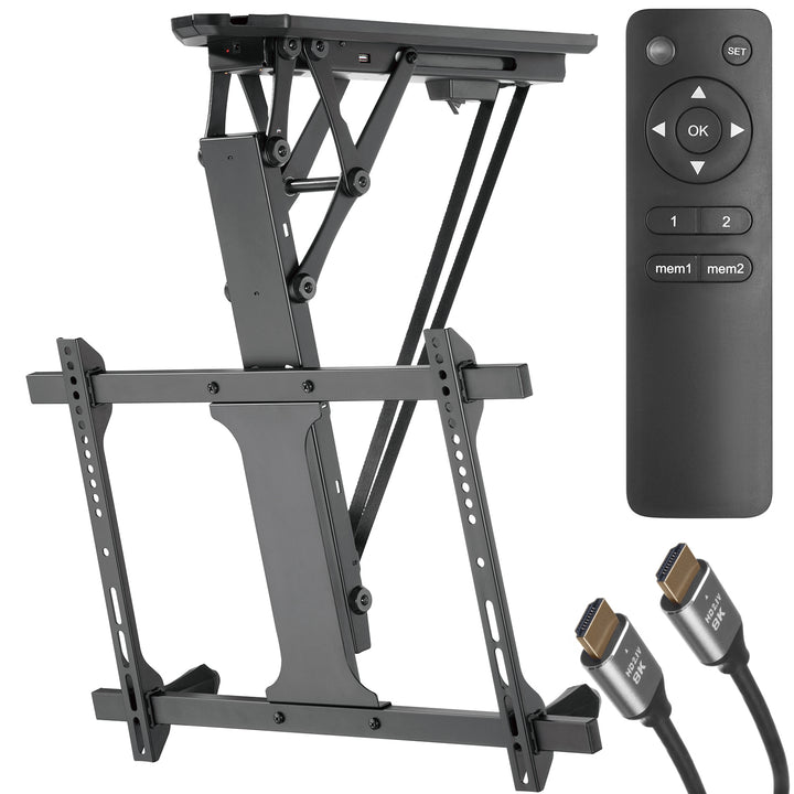 Maclean elektrische plafond TV-beugel, max VESA 600x400, voor schuine wanden, afstandsbediening, 32"-70", 35kg, MC-880 + Maclean HDMI 2.1a kabel, 3m, 8K HDR, MCTV-442