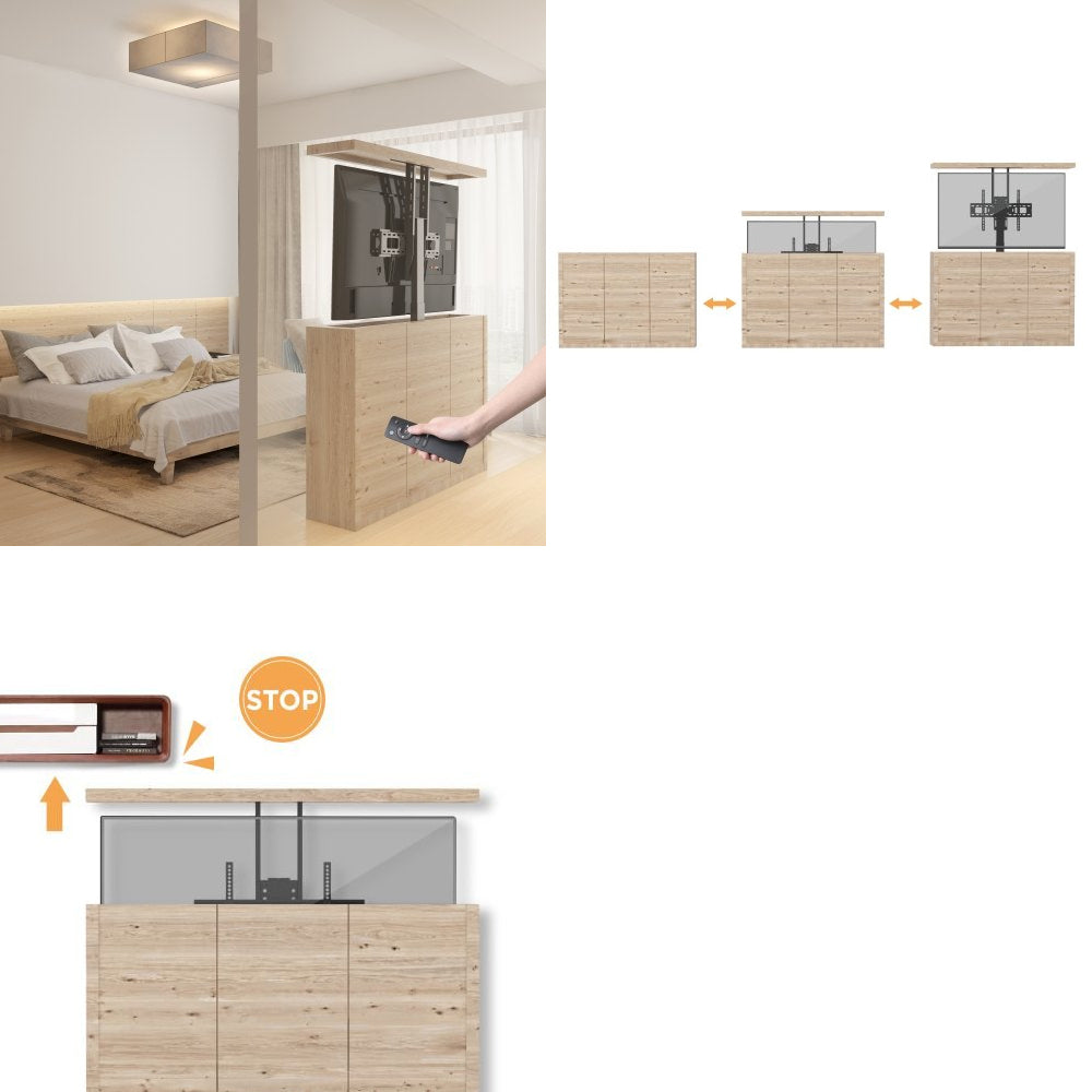 Elektrische kabelverlengbeugel Maclean, 37''-65'', VESA 600x400, max 50kg, MC-866 + HDMI 2.0 4K 3D UHD 1,8m KABEL 48 bit