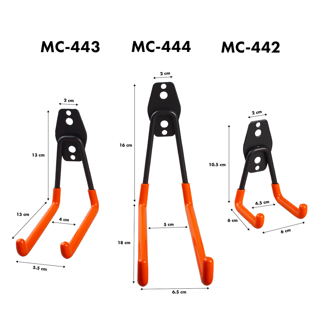Garage muurbevestiging Maclean, voor banden, tuingereedschap, ladder, slangen. staal, maximale belasting 70kg, MC-442 + MC-443 maximale belasting 50kg + MC-444 maximale belasting 25kg
