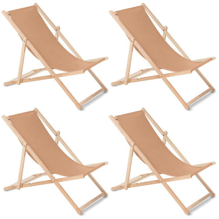 GreenBlue GB183 cappuccino beuken klassieke ligstoel, 4 stuks