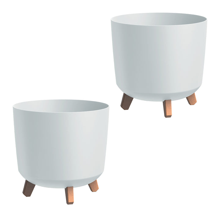 Prosperplast bloempot, op pootjes, irrigatie inzet, hoogte 28.5cm, wit, Gracia Tubus, set van 2 stuks