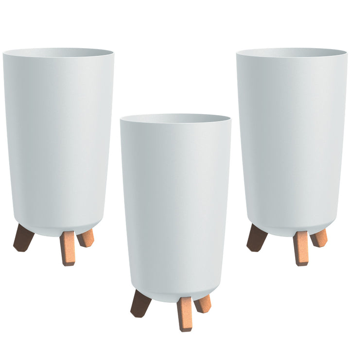 Prosperplast bloempot, diameter 195mm, hoogte 365mm, op pootjes, wit, Gracia Tubus Slim, set van 3 stuks