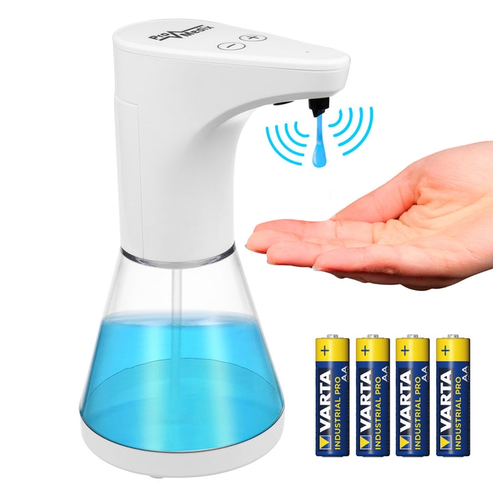 Promedix automatische dispenser, dispensercontainer voor vloeibare zepen, desinfecterende vloeistoffen, 480ml, 4xAA PR-530 + 4x Varta Industrial LR6/AA R-06 batterijen