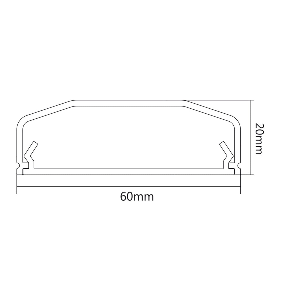 Maclean kabelafdekstrip, systeemplastic 60x20x750mm, MC-695 W + Maclean hoekkabelafdekstrip MC-697 W 127x127x21,5 mm systeemplastic