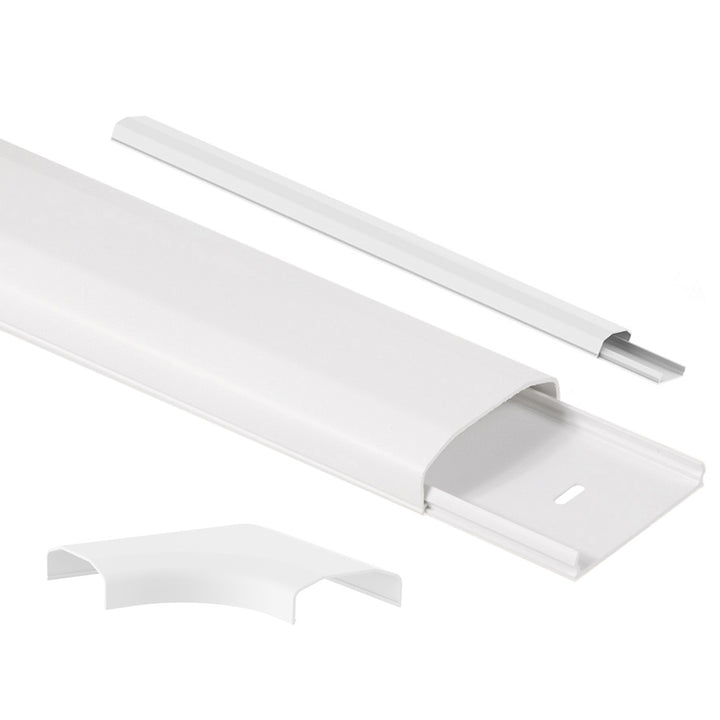 Maclean kabelafdekstrip, systeemplastic 60x20x750mm, MC-695 W + Maclean hoekkabelafdekstrip MC-697 W 127x127x21,5 mm systeemplastic