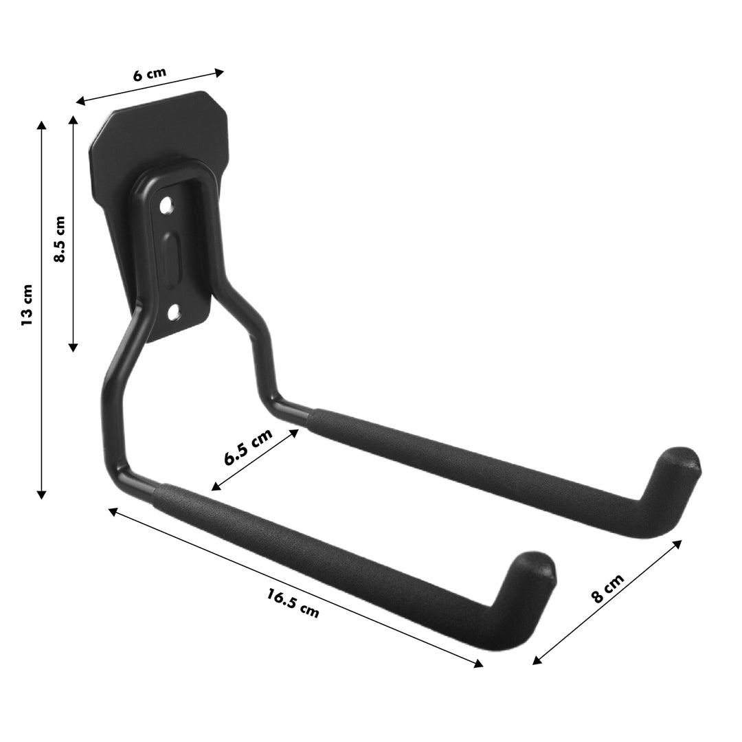 Maclean garage muurhaak, voor banden, tuingereedschap, ladder, tuinslangen, staal, max. belasting 35kg, MC-439 + garage stalen muurhaak 35kg zwart