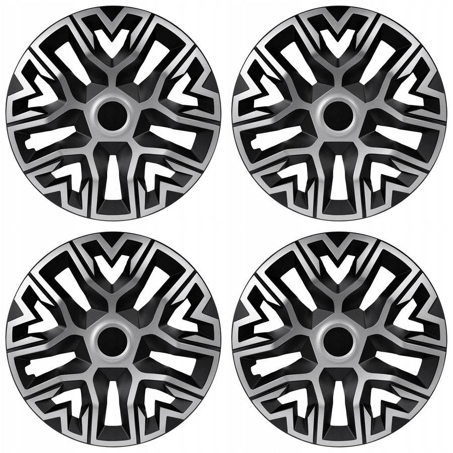 Universele wieldoppen 14'' NRM The Best Bicolor zilver/zwart 4 stuks