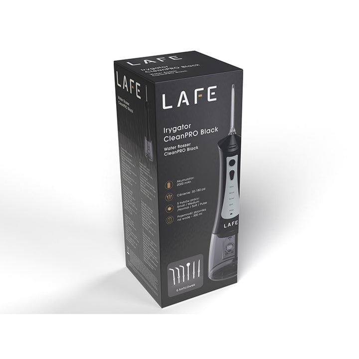 LAFE monddouche, 5 modi, 6 tips, zwart, CleanPRO