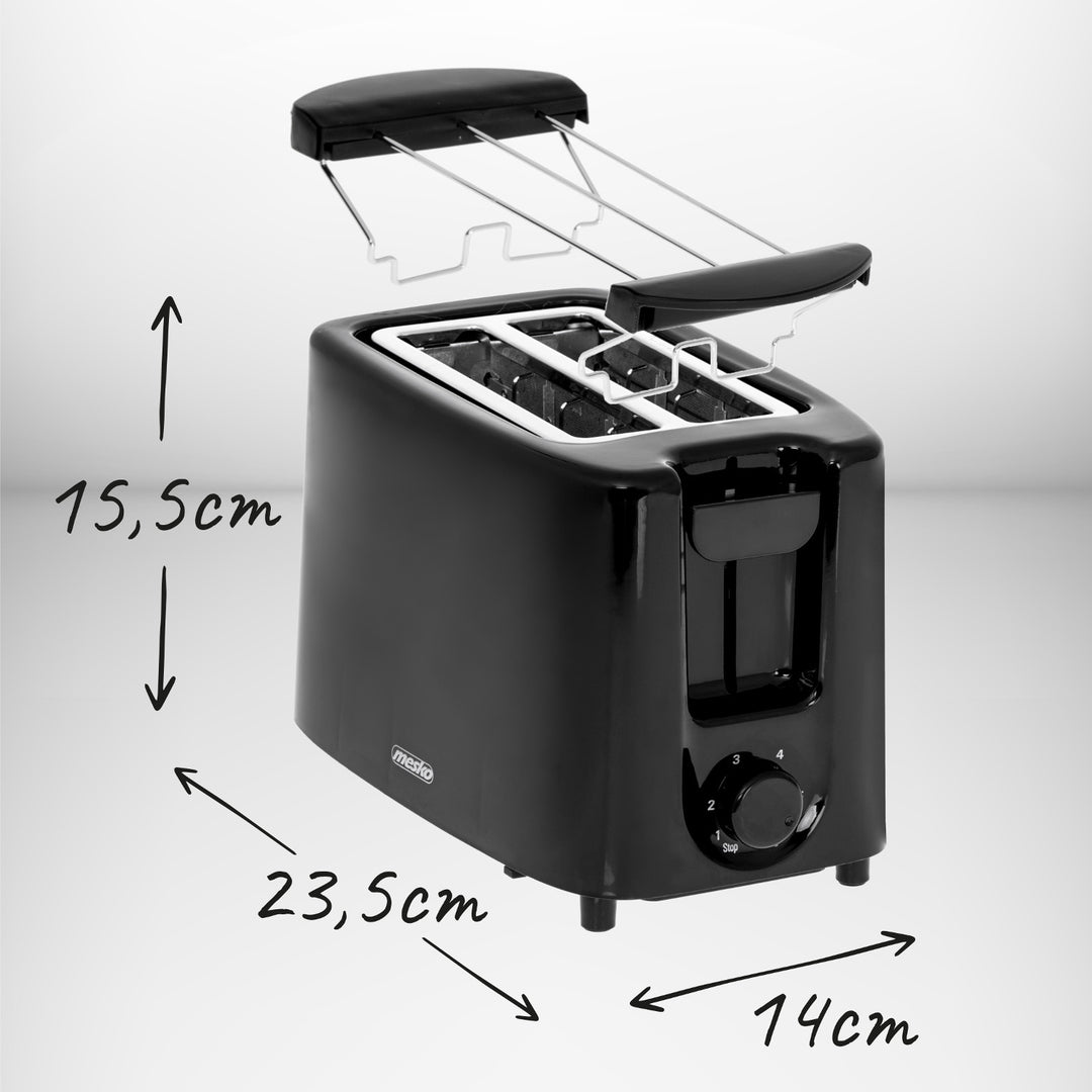 Mesko broodrooster, 2 sneetjes broodrooster, 900W, zwart, MS 3220