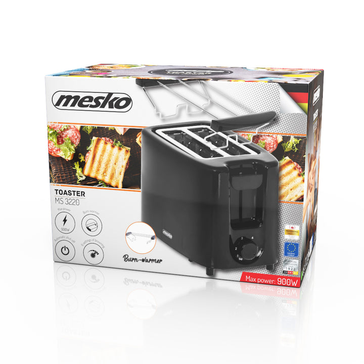 Mesko broodrooster, 2 sneetjes broodrooster, 900W, zwart, MS 3220