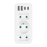 Stopcontact x3 + 4xUSB Maclean, 3-voudige splitter, 2xUSB A, 2xUSB C PD 20W, 1x16A + 2x6A, MCE248 F/W