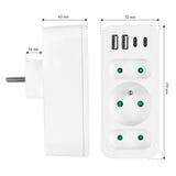 Stopcontact x3 + 4xUSB Maclean, 3-voudige splitter, 2xUSB A, 2xUSB C PD 20W, 1x16A + 2x6A, MCE248 F/W
