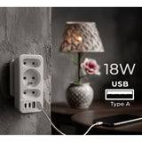 Stopcontact x3 + 4xUSB Maclean, 3-voudige splitter, 2xUSB A, 2xUSB C PD 20W, 1x16A + 2x6A, MCE248 F/W