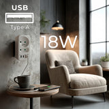 Maclean-stroomaansluiting x2 + 4xUSB, splitter met 2 aansluitingen, 2xUSB A, 2xUSB C PD 20W, 1x16A + 1x6A, MCE249 F/W