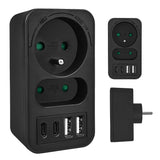 Maclean-stroomaansluiting x2 + 4xUSB, splitter met 2 aansluitingen, 2xUSB A, 2xUSB C PD 20W, 1x16A + 1x6A, MCE249 F/W