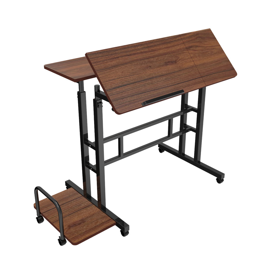 Maclean verrijdbaar laptop bureau, zwart, blad 80x60cm, max. 50kg, hoogteverstelling 67-115 cm, MC-124 B