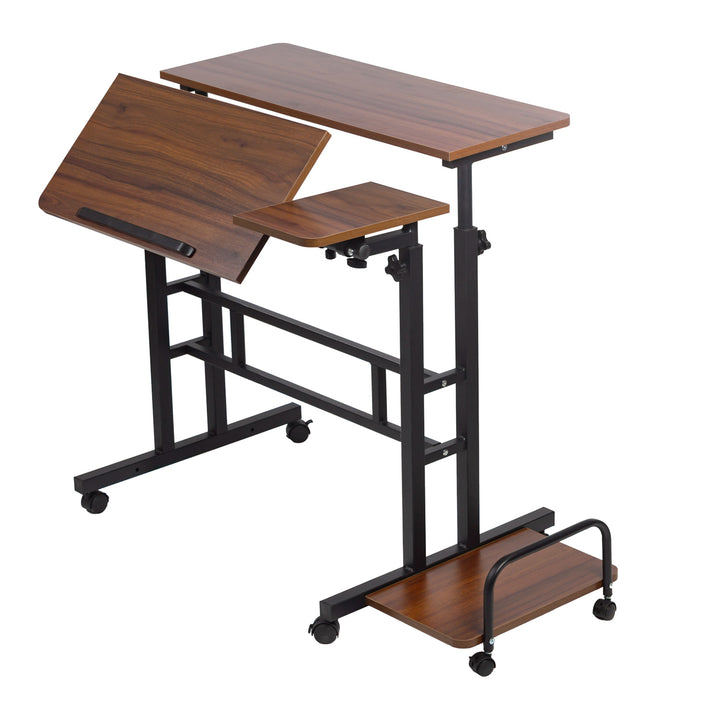 Maclean verrijdbaar laptop bureau, zwart, blad 80x60cm, max. 50kg, hoogteverstelling 67-115 cm, MC-124 B