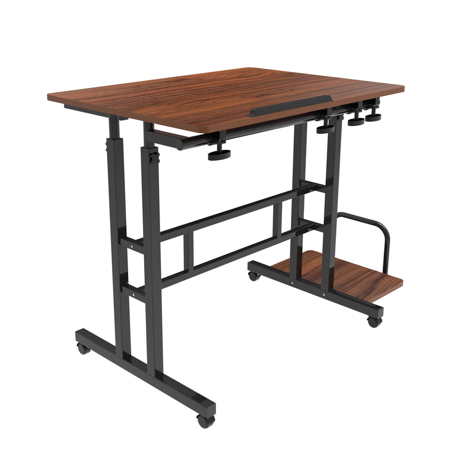 Maclean verrijdbaar laptop bureau, zwart, blad 80x60cm, max. 50kg, hoogteverstelling 67-115 cm, MC-124 B