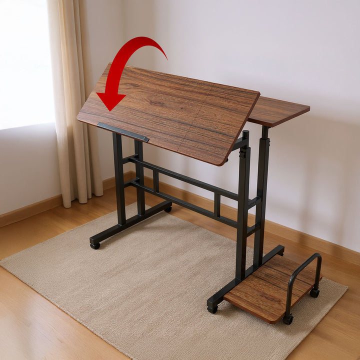 Maclean verrijdbaar laptop bureau, zwart, blad 80x60cm, max. 50kg, hoogteverstelling 67-115 cm, MC-124 B