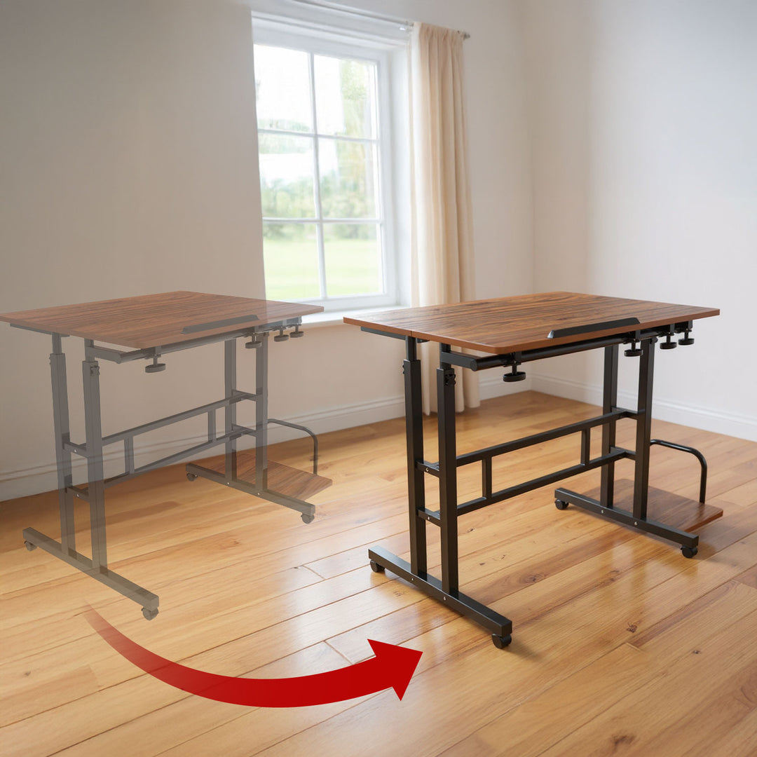 Maclean verrijdbaar laptop bureau, zwart, blad 80x60cm, max. 50kg, hoogteverstelling 67-115 cm, MC-124 B