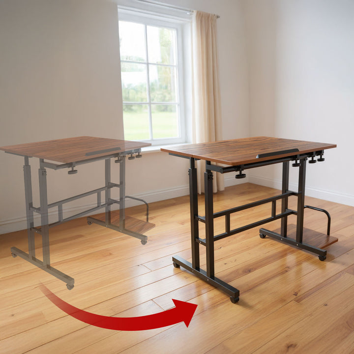 Maclean verrijdbaar laptop bureau, zwart, blad 80x60cm, max. 50kg, hoogteverstelling 67-115 cm, MC-124 B