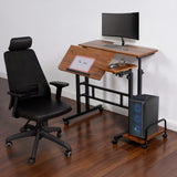 Maclean verrijdbaar laptop bureau, zwart, blad 80x60cm, max. 50kg, hoogteverstelling 67-115 cm, MC-124 B