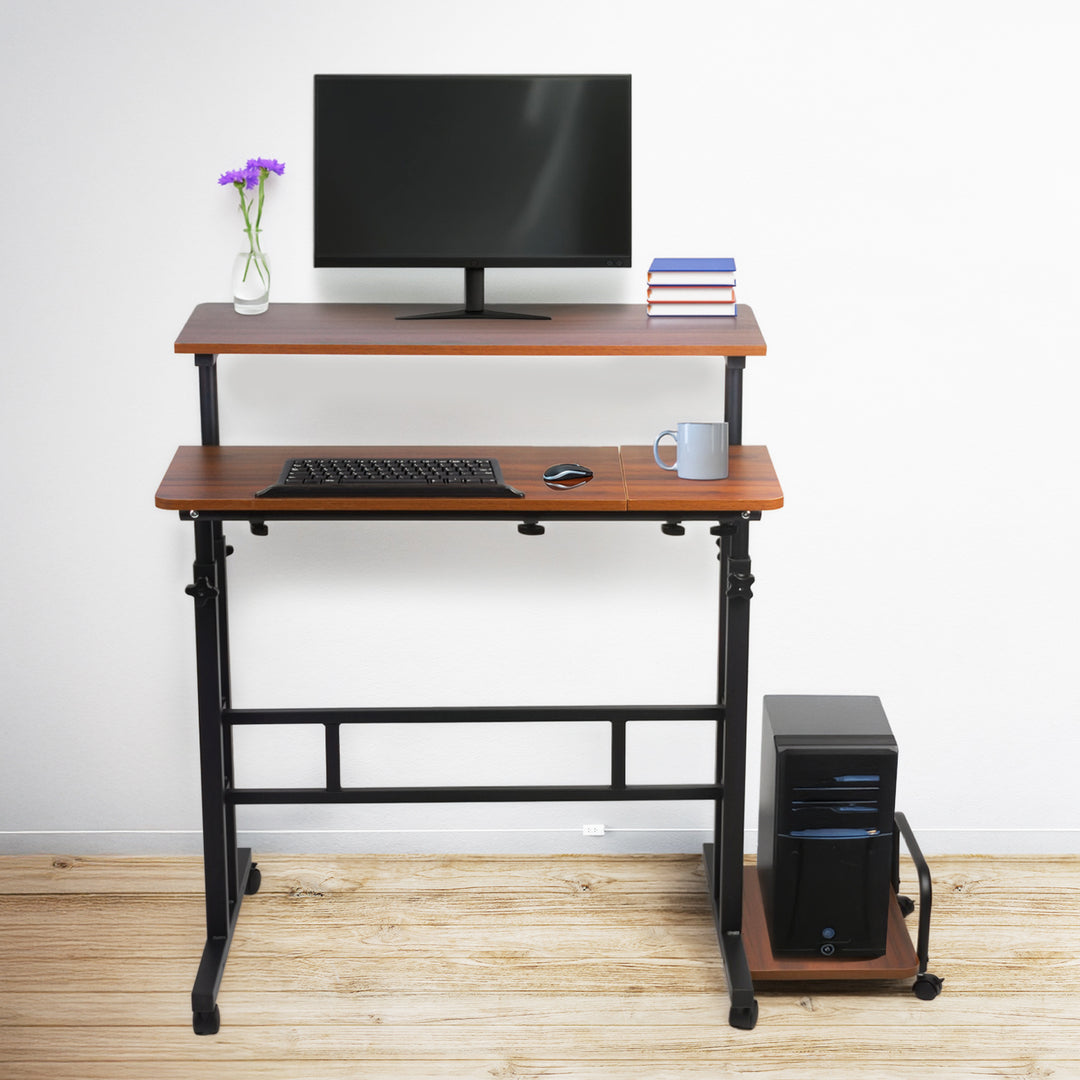Maclean verrijdbaar laptop bureau, zwart, blad 80x60cm, max. 50kg, hoogteverstelling 67-115 cm, MC-124 B
