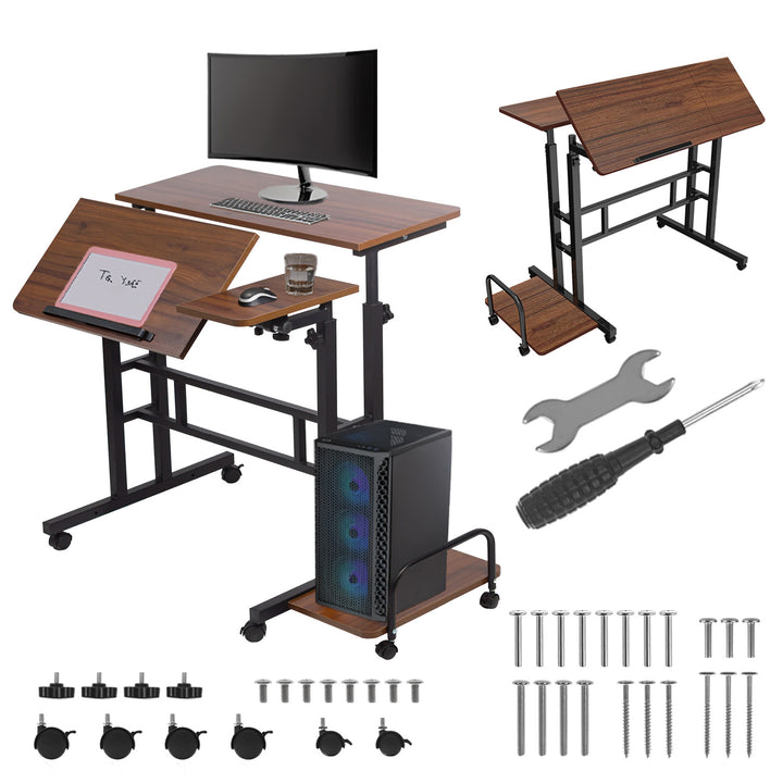 Maclean verrijdbaar laptop bureau, zwart, blad 80x60cm, max. 50kg, hoogteverstelling 67-115 cm, MC-124 B
