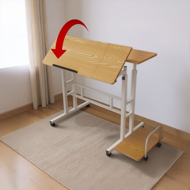 Mobiele laptoptafel Maclean, wit, blad 80x60cm, max. 50kg, hoogteverstelling 67-115cm , MC-124 W