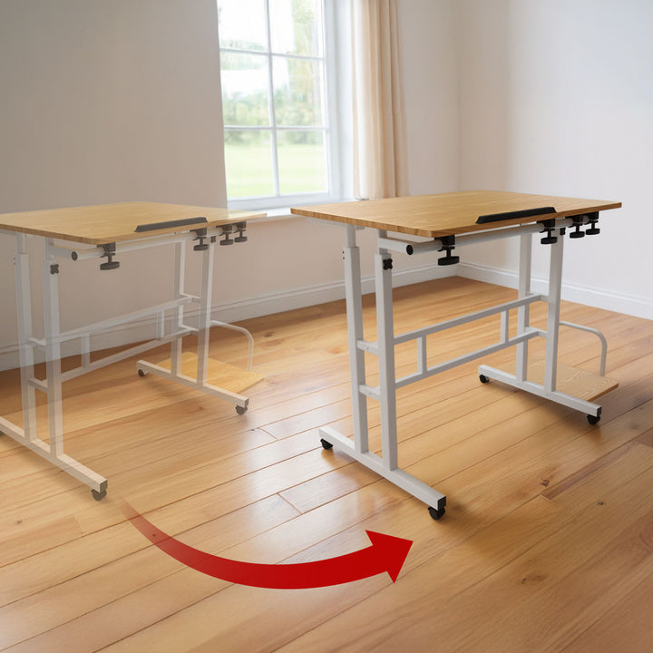 Mobiele laptoptafel Maclean, wit, blad 80x60cm, max. 50kg, hoogteverstelling 67-115cm , MC-124 W