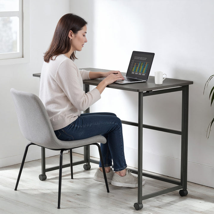 Maclean inklapbaar bureau, zwart, verrijdbaar, blad 100x50cm, max. 50kg, MC-1250 B