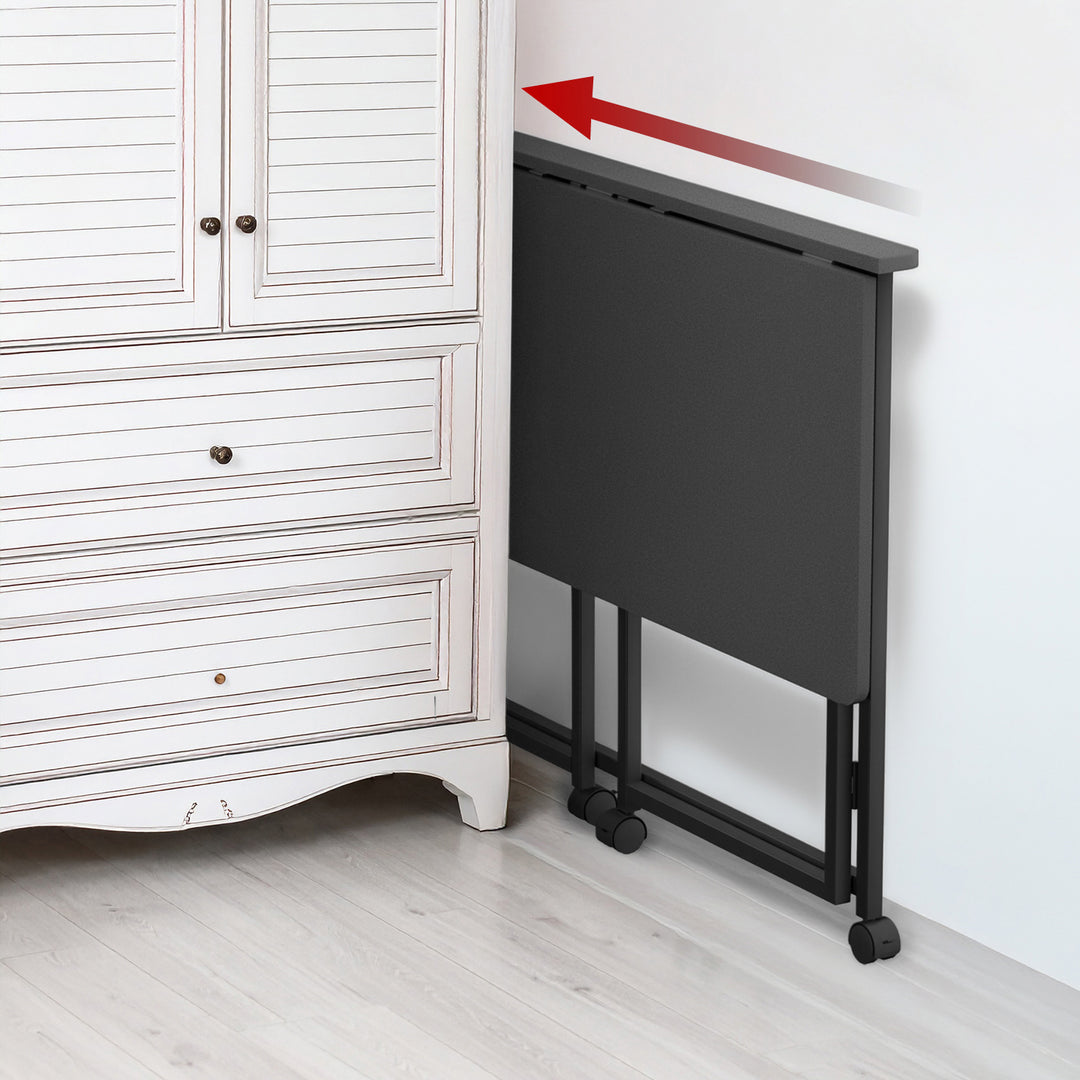 Maclean inklapbaar bureau, zwart, verrijdbaar, blad 100x50cm, max. 50kg, MC-1250 B