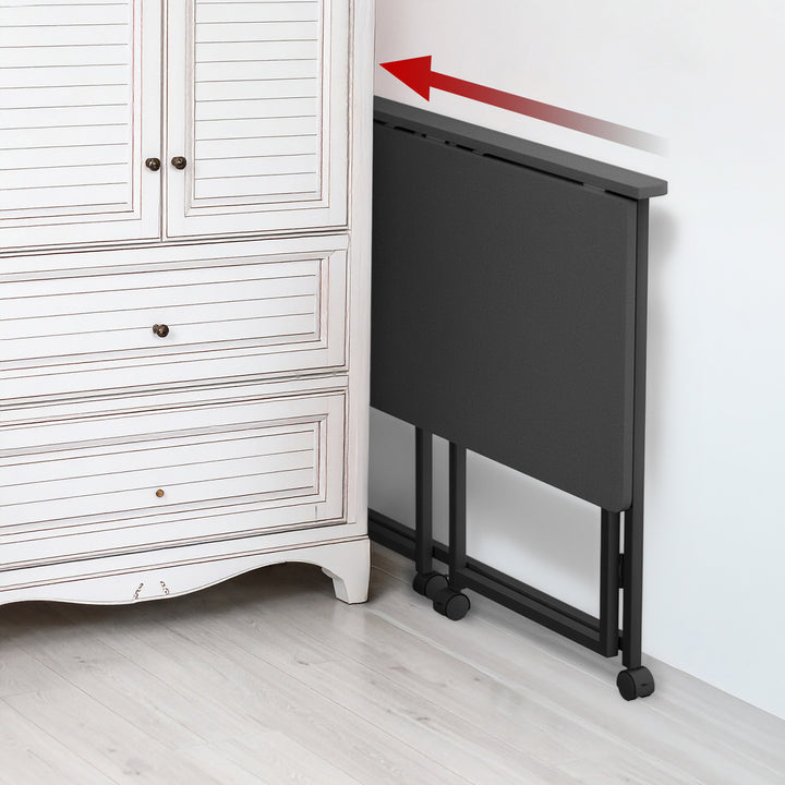 Maclean inklapbaar bureau, zwart, verrijdbaar, blad 100x50cm, max. 50kg, MC-1250 B