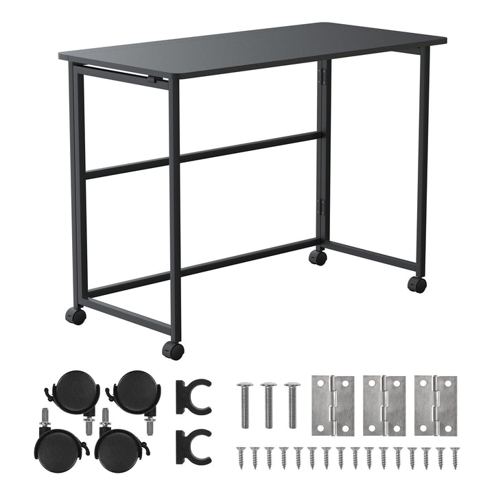 Maclean inklapbaar bureau, zwart, verrijdbaar, blad 100x50cm, max. 50kg, MC-1250 B